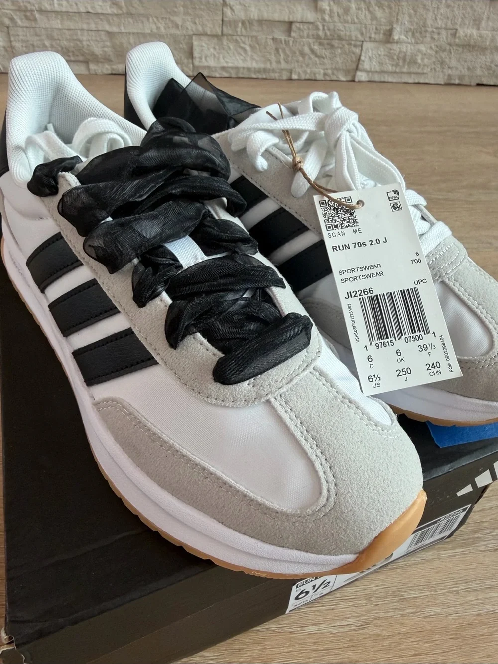 adidas Run 70s 2.0 J White, Black & Gum Casual Sneakers
